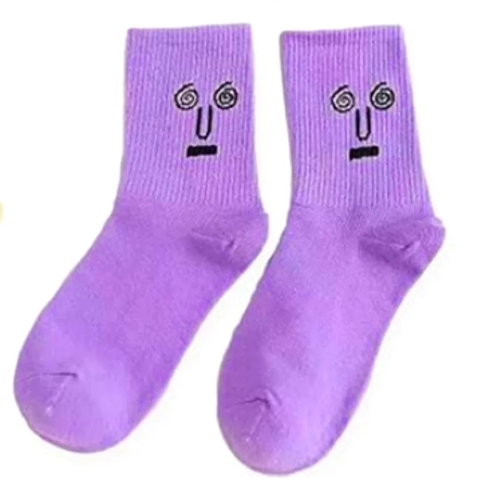 Purple Socks with Face Design